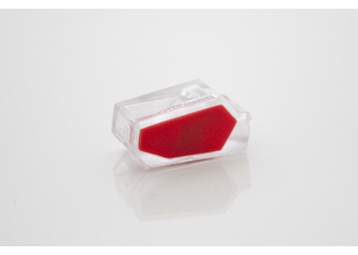 Зажим разветвительный втычной двухгнездовой прозрачный с красной вставкой макс.сечение 2,5  кв.мм 24