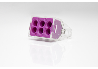 Зажим разветвительный втычной шестигнездовой фиолетовый макс.сечение 2,5  кв.мм 24 А (1 пакет/50 шт.