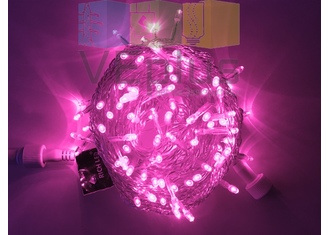 Светодиодные гирлянды Нить 10 метров, 220 В, постоянное свечение,розовый,прозрачный