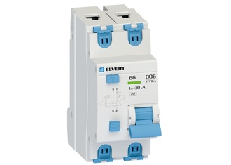 Автоматический выключатель дифф.тока D06 2р B10 30 мА электрон. тип АС ELVERT