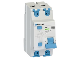 Автоматический выключатель дифф.тока D06 2р C10 30 мА электрон. тип АС ELVERT