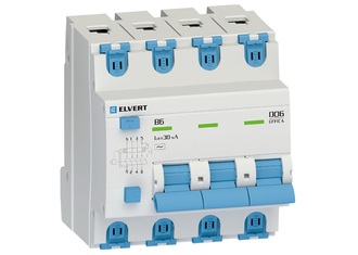 Автоматический выключатель дифф.тока D06 4р B40 30 мА электрон. тип АС ELVERT