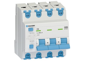 Автоматический выключатель дифф.тока D06 4р C10 30 мА электрон. тип АС ELVERT